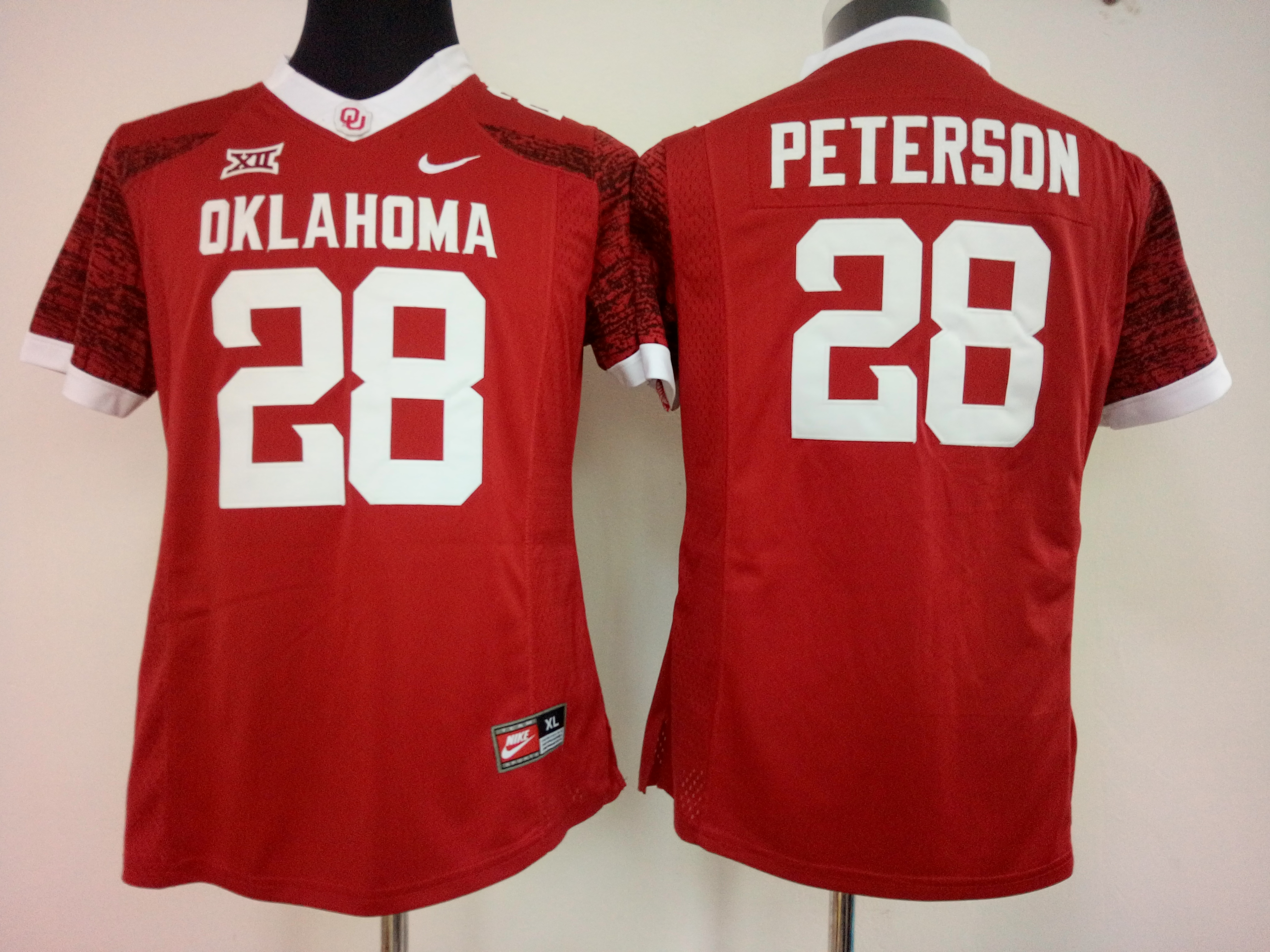 NCAA Womens Oklahoma Sooners Red #28 peterson jerseys->women ncaa jersey->Women Jersey